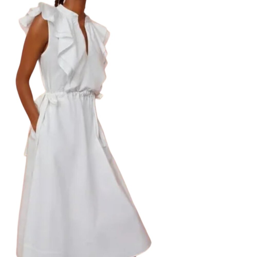 G. LABEL BY GOOP Connie Ruffle Mid-Length Dress Diner En Blanc Barbiecore